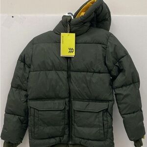 All in Motion Boys Olive Green Puffer jacket with Hood, size L (12/14)